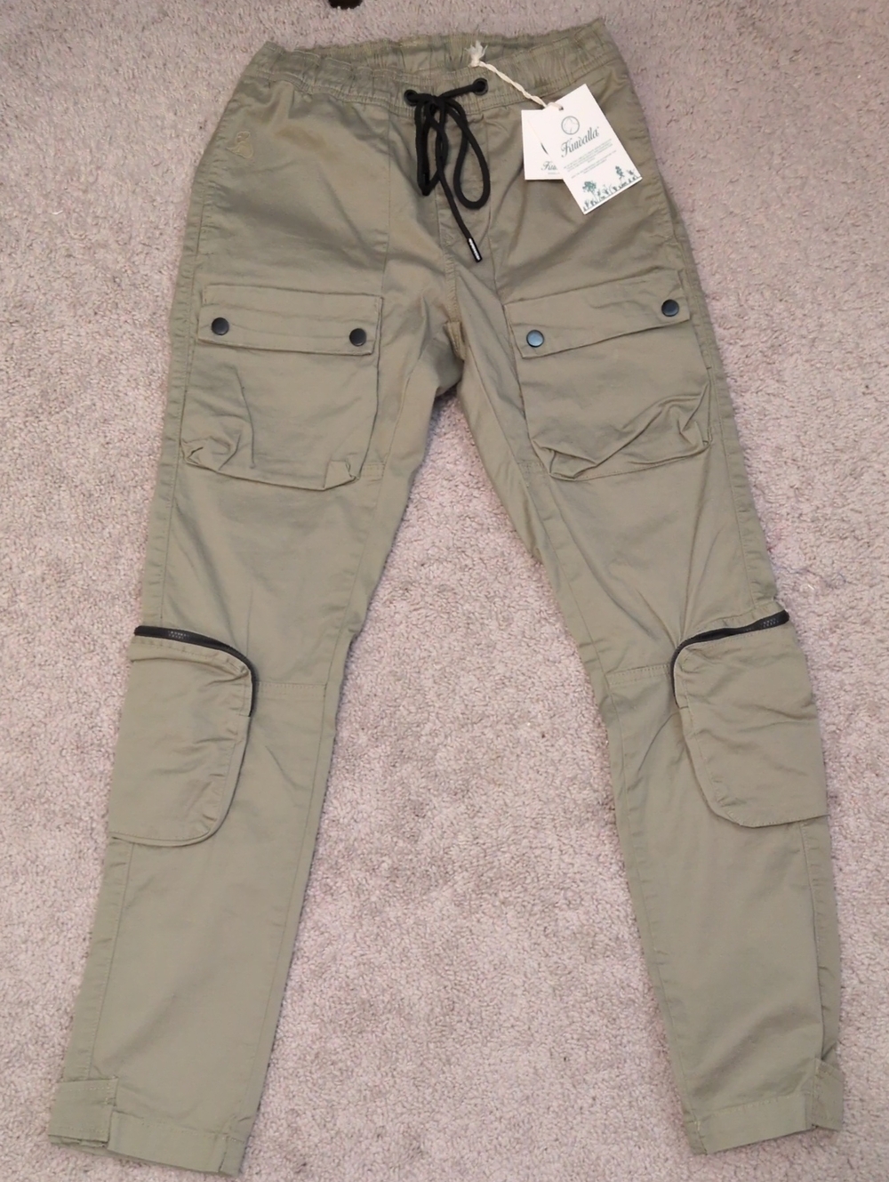 Womens Kuwalla Cargo Pants with Drawstring Waist - Olive Green